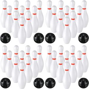 RoundFunny 4 Pack 6.3 Inch Kids Bowling Set Indoor and Outdoor Games for Kid Includes 40 Pcs Plastic Bowling Pins and 8 Pcs Balls Lawn Games for Toddler Yard School Activities Party
