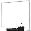 Pipe and Drape Backdrop Stand, 8x10ft Heavy Duty Backdrop Stand with Metal Base, Adjustable Height & Width, Silver Background Holder for Wedding Photography Birthday Party Baby Shower Decor, Silver