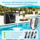 POPOSOAP 70W Solar Pond Waterfall Spillway Kit, 304 Stainless Steel Pondless Waterfall Box with 10FT Corrugated Tubing, 4 Pcs Filter Brushes, 580GPH Solar Powered Water Pump for Garden Ponds