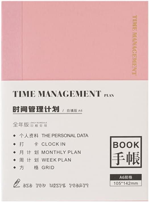 Undated Weekly Planner A6 Time Management Weekly Monthly Schedule Book for Full Year Timeline Agenda Notebook Notepad (Pink)