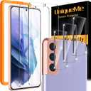 UniqueMe [2+3 Pack] Screen Protector Compatible for Samsung Galaxy S21+ Plus 5G (6.7 inch) 2 Pack Tempered Glass and 3 Pack Camera Lens Protector [Support ultrasonic unlock] [Installation Frame]
