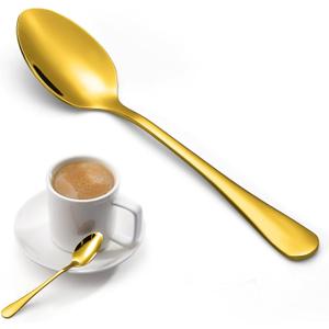 12 Pcs Gold Demitasse Espresso Spoons Set, 4.7" Mini Coffee Spoons, Tiny Tea Spoons, Stainless Steel Small Spoons for Dessert, Tea, Appetizer, Small Serving Spoons, Small Sugar Spoon, Dishwasher Safe