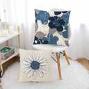 COMMINY Blue White Pillow Covers 20x20 Set of 6, Daisy Flower Throw Pillow Cover Case, Modern Floral Couch Pillow Cover for Sofa Living Room Farmhouse Home Decor