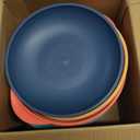 4pcs Unbreakable Cereal Bowls- Microwave & Dishwasher Safe BPA-Free Plastic Striped Pot Bowls for Family, Kids, Camping - Non-Slip, Eco Wheat Straw Soup Bowls (40oz)