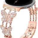 Bling Band Compatible for Samsung Galaxy Watch 8 40mm 44mm/8 Classic 46mm Bands, Diamond Butterfly Metal Bracelet Rhinestone Strap for Galaxy Watch 8/8 Classic