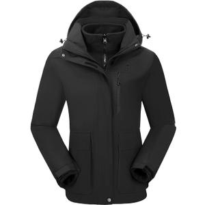 CAMELSPORTS Womens Ski Jackets Waterproof Fleece Snow Coat 3 in 1 Snowboarding Jackets Winter Warm Windbreaker Raincoat XL