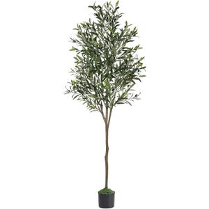 Alupssuc Olive Trees Artificial Indoor, 6FT Tall Faux Olive Tree with White Planter, Artificial Plants with Lifelike Fruits and Realistic Leaves for Modern Home Office Living Room Decor
