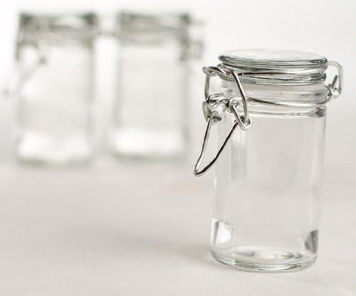 Set of 12 Small Glass Jars with Glass Lids and Metal Bails