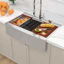 Sarlai 33 Farmhouse Kithchen Sink - 33 x 22 Inch Apron Front Ledge Drop In Workstation16 Gauge Stainless Steel Single Bowl Top-mount Farm Sinks, 33" x 22" x 10"