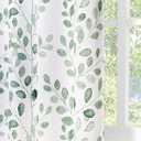 MYSKY HOME Green Botanical Leaf Curtains 84 inch Long 2 Panels Set Spring Curtains Patio Eucalyptus Leaf Pattern Grommet Thermal Insulated Drapes for Living Room Bedroom Farmhouse Country