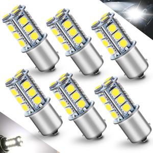 1156 7506 RV LED bulbs, White Super Bright 12 Volt 1073 1141 1003 P21W Bulbs for Boat RV interior Camper Light, LED Car Backup Tail Light, 5050 18-SMD, Pack of 6 (Polar Sensitivity White)