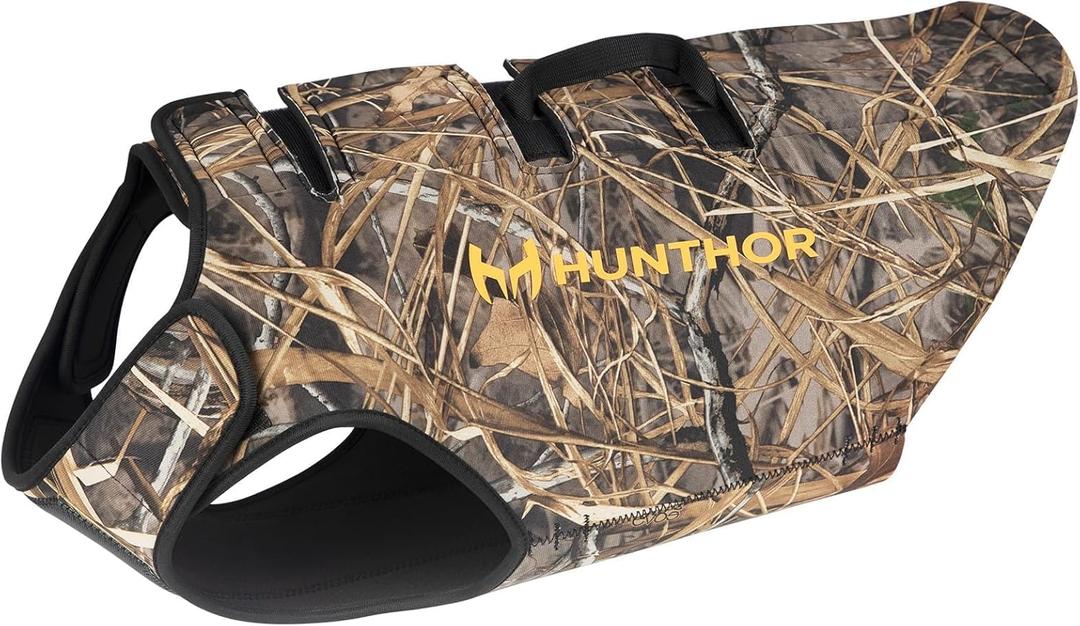 Dog Hunting Vest, 5mm Neoprene Camo Dog Vest for Waterfowl, Duck, Dove, and Bush Hunting, Insulated, Fast-Dry, and Tear-Resistant for Outdoor Activities (Large)