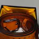 VONSELY Hollow Out Belts for Women, Soft Leather Womens Belts with Pin Buckle, Orange Leather Belt