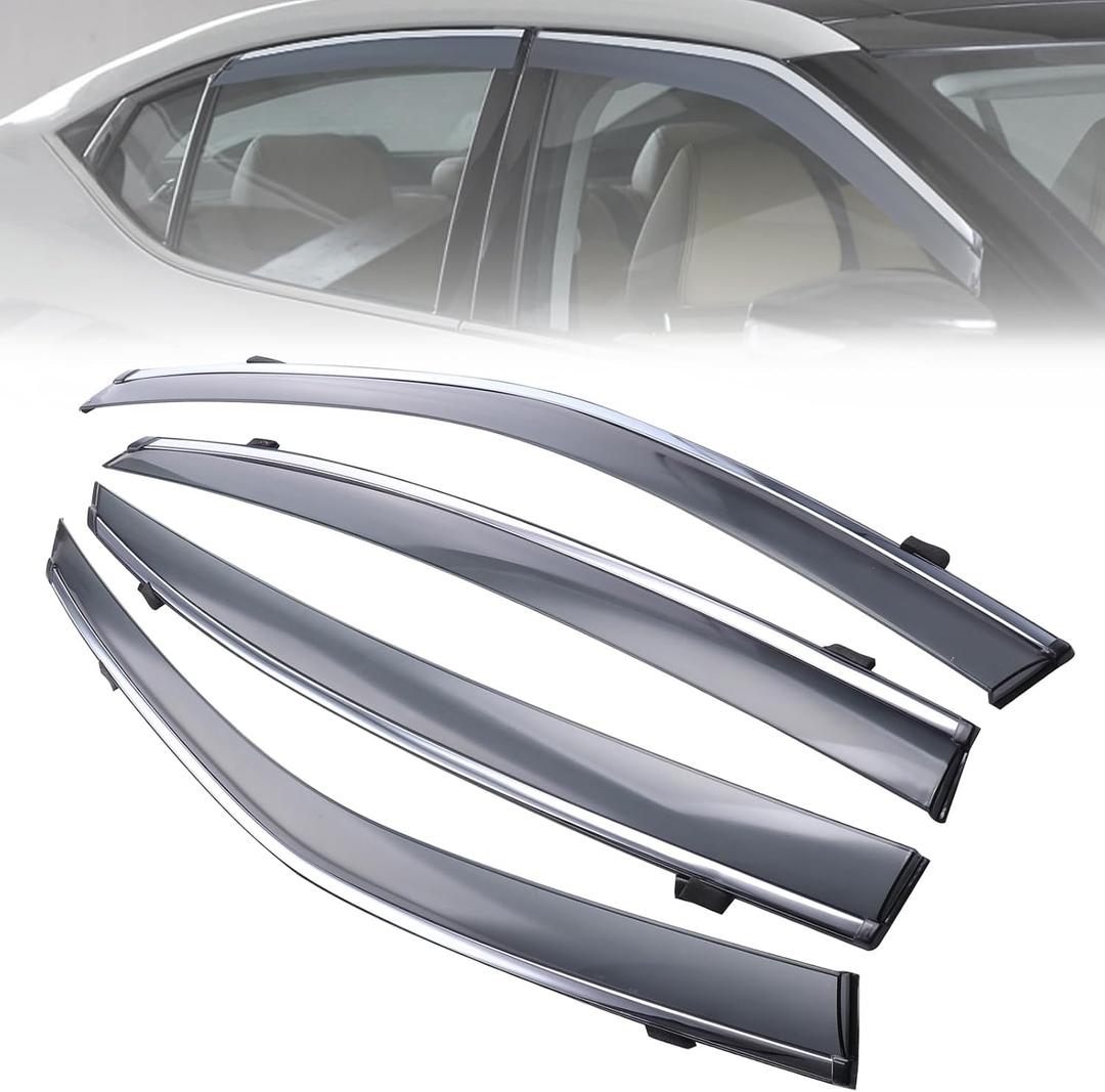 MotorFansClub 4PCS Window Visor Vent Fit for Nissan Maxima 4 Door 2016 2017 2018 2019 2020 2021 2022 2023 Window Deflectors Sun Rain Guard Smoke Color with Chrome Trim