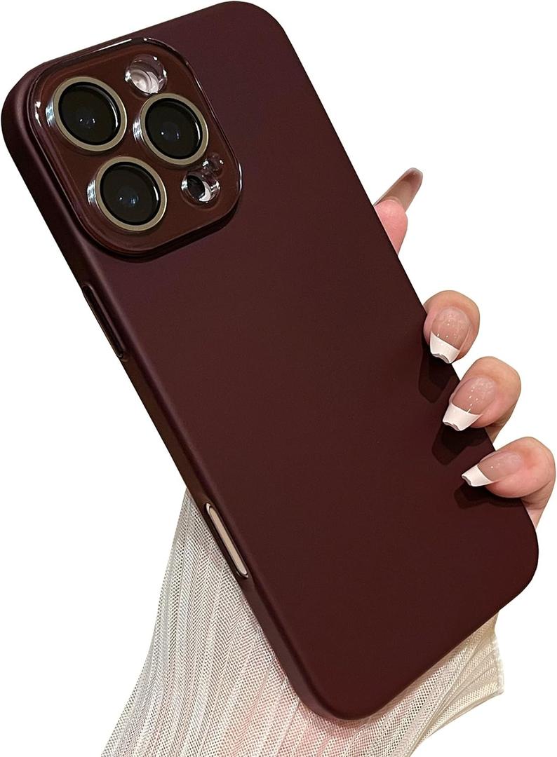 Caseative for iPhone 16 Pro Max Case, Solid Color Full Camera Lens Protection Phone Case (Red)