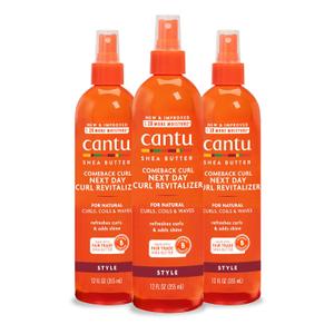 Cantu Comeback Curl Next Day Curl Revitalizer for Natural Hair with Pure Shea Butter, 12 fl oz (Pack of 3)