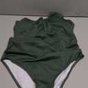 Aqua Eve Women High Waisted Bikini Set Racerback Swimsuit Two Piece Bathing Suit High Neck Swimwear Button-Army Green L