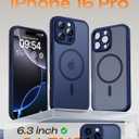TOCOL Magnetic for iPhone 16 Pro Case, Upgraded Full Camera Protection, Compatible with Magsafe, Drop Protection, Translucent Matte Back Bumper for iPhone 16 Pro 6.3-Inch (Dark Blue)