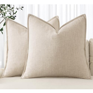 MIULEE Decorative Linen Euro Sham Pillow Covers 24x24 Natural Beige ​Boho Farmhouse​ ​Neutral Couch Throw Pillows for Bed Pack of 1 Accent Modern Pillowcase Sofa Livingroom Home Decor