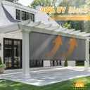 sunoff Outdoor Blinds for Porch, Cordless Patio Outdoor Roller Shades with Shade Cloth for Gazebo Pergola Balcony Backyard, 2 Poles & 1 Fabric, Grey, 48" Wx72 H