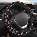 Pink Bow Steering Wheel Cover for Car 15inch Cute Car Accessories Women Girl