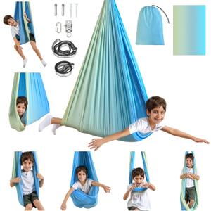 Sensory Swing, Indoor & Outdoor Sensory Swing for Kids & Adults, Double Layer Therapy Cuddle Swing for Kid with Autism, Holds up to 300lbs (Yellow)