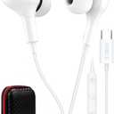 USB C Headphone for Samsung S23 FE S22 S21 S20 A53 A54 Wired Earbuds Magnetic in-Ear Type C Earphone with Microphone Volume Control Bass Stereo Noise Canceling for iPhone 15 Pro Max Pixel 6 6a 7a 8 5 (White)