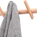 Wood Coat Hooks Wall Mounted Hat Rack Tower Hanger Wall Hooks Decorative Hanger with Pegs Entryway Bedroom BathroomBeech Wood3 Hooks