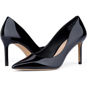 JENN ARDOR Women's Comfortable Stiletto Pumps 3 inch Elegant Gorgeous Closed Pointed Toe Slip On Solid High Heels for Ladies Wedding Dress Shoes (7, Black)