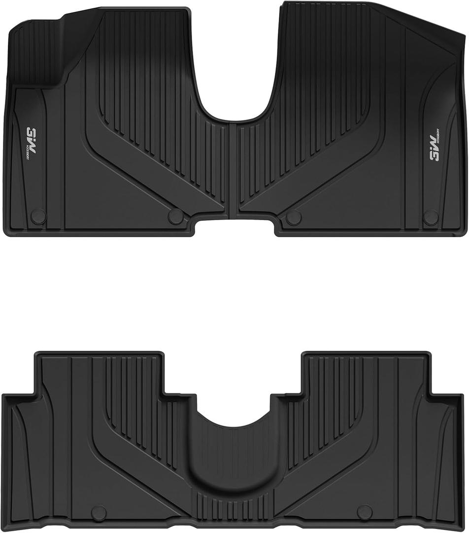 3W Floor Mats Fit Hyundai Ioniq 5 2022-2024 2025 (Only for Movable Console), TPE All Weather Custom Fit Floor Liner for Hyundai Ioniq 5 1st and 2nd Row Full Set Car Liners, Black