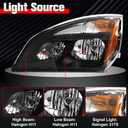 Halogen Headlights Compatible with 2018 2019 2020 2021 2022 2023 2024 Freightliner Cascadia Replacement Headlamp with Bulb A6601512004 Left Driver Side