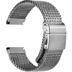 REZERO Stainless Steel Watch Bands for Men, 316L Milanese Mesh Watch Straps, Brushed Matte Watch Bracelets, Metal Watch Band Replacements Silver/Black - 19mm 20mm 21mm 22mm 24mm (Silver - Upgraded Clasp)