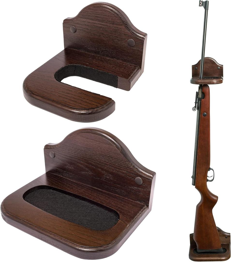 TESLYAR Vertical Gun Rack for Wall  Wood Gun Holder for Rifle or Shotgun  Gun Wall Mount  Stylish Indoor Gun Racks  Rifle Wall Mount  Rifle Rack  Real Hardwood Display Hanger for Any Rifle