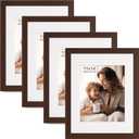 11x14 Picture Frame with Mat for 8x10, Set of 4 Drak Brown 11 x 14 Frames for Horizontal &Vertical Wall Mounting (4 Pack,Walnut)