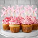2 x 20PCS Pink Bow Party Decorations - Cute Bow Cupcake Toppers for Girls Birthday, Princess Theme Party Supplies, Baby Shower Decor, Festive Celebration Cake Toppers