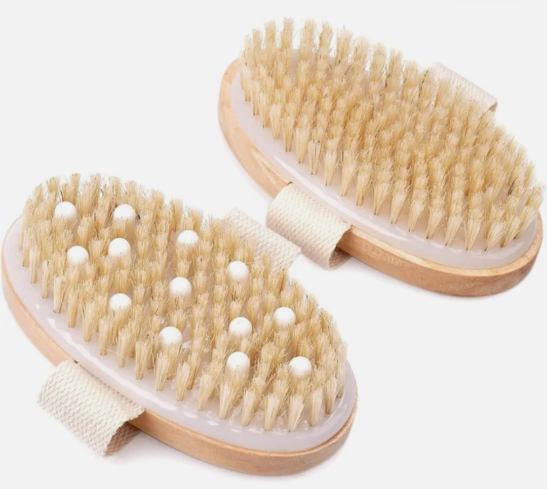 2Pack Exfoliating Bath Brushes, Dry Body Brush, Body Scrubber for Lymphatic Drainage, Blood Circulation, Wet and Dry Brush