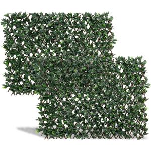 DOEWORKS Expandable Fence Privacy Screen for Balcony Patio Outdoor, 2PCS Faux Ivy Fencing Panel for Backdrop Garden Backyard Home Decorations (Dark Green)