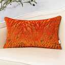 Yangest Orange Throw Pillow Cover Velvet Cushion Cover Branches Rectangular Pillowcase for Sofa Couch Bedroom Living Room, 12x20 Inch (20" x 12" (Pack of 1))