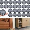 shouwuhho 24 Pack Furniture Risers Adjustable Bed Risers Heavy Duty Lifts Height 1", Square Stackable Bed Risers 1, 2 or 3 Inch for Desk Leg Table Couch Sofa Chair Bed Frame Legs Dorm, Gray