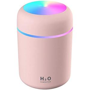 2 in 1 USB Electric Aromatherapy Oil Diffuser Ultrasonic Air Humidifier Mist Maker with Colorful Light for Home Office and Car (Pink)
