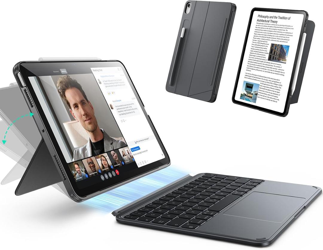 ESR for iPad Air 11" (M3/M2) & 10.9" (5th/4th Gen) Case with Keyboard, Magnetic Detachable Keyboard, Portrait/Landscape Modes, Large Click-Anywhere Trackpad, Backlit Keys, Shift Series, Dark Gray