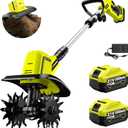 Cordless Tiller Cultivator with 2 x 5.0AH Batteries(120Minutes Use) &1.5A Fast Charger, 540RPM Powerful Battery Powered Garden Tiller Electric Rototiller with 10In Tilling Width & 7In Depth (Green)