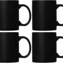Smilatte M010 Matte Black Porcelain Coffee Mugs, 12 oz Classic Ceramic Cup with Handle for Latte Cappuccino Tea, set of 4