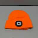 VIBELITE Bluetooth Beanie Hat with Light, USB Rechargeable LED Headlamp with Wireless Headphones, Valentines Day Gifts for Him, Men, Teen Boys, Husband, Women, Boyfriend, Orange