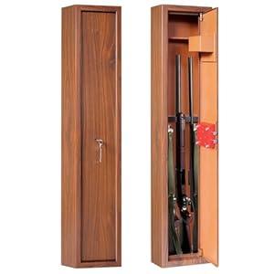 Key Lock Gun Safe Mechanical Lock Protection, Classic Large-Capacity Safe Gun Cabinet, Guarding Your Precious Gun Collection (Small, Wood color)