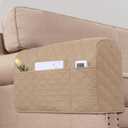 2 Pack Water Resistant Armrest Covers for Chairs and Sofas Couch Arm Covers for Sofa with 3 Pockets for Phone Sofa Arm Protector for Pets, Cats (Sand)