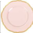 Hioasis 60pcs Pink Plastic Plates - Pink and Gold Disposable Dinnerware with Gold Rim, Heavy-duty, 7 inch, Dessert Plates for Party & Easter & Mothers Day