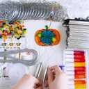 Winlyn 24 Sets Halloween Pumpkin Suncatcher Wind Chime Ornaments Decorations DIY Window Paint Art Suncatcher Craft Kits Pumpkin Sun Catchers for Kids Classroom Halloween Activities Holiday Art Project