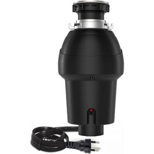 GarveeTech Garbage Disposal 3/4 HP, Continuous Feed Food Waste Disposer with Air Switch & Flange Seal, Stainless Steel Garbage Disposer, Compact Food Waste Grinder for Kitchen Sink, Black