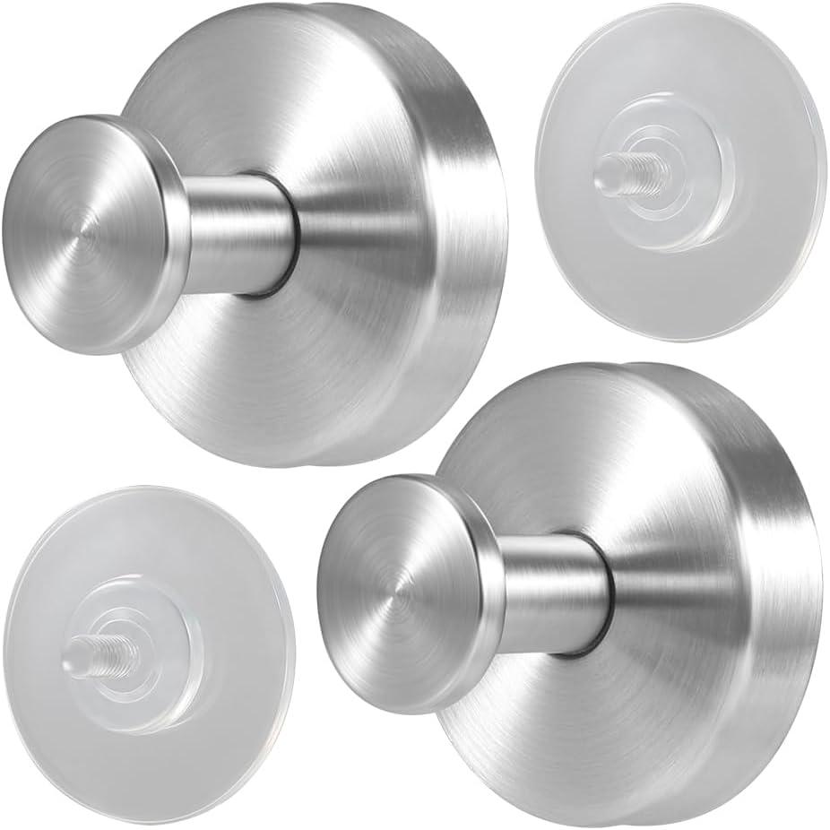 Picowe Suction Cup Hooks Stainless Steel Wreath Hanger Shower Wall Storage Hook Organizer for Hanging Tower Clothes Bags Keys Hats Decorations Wreath (Sliver, 2)